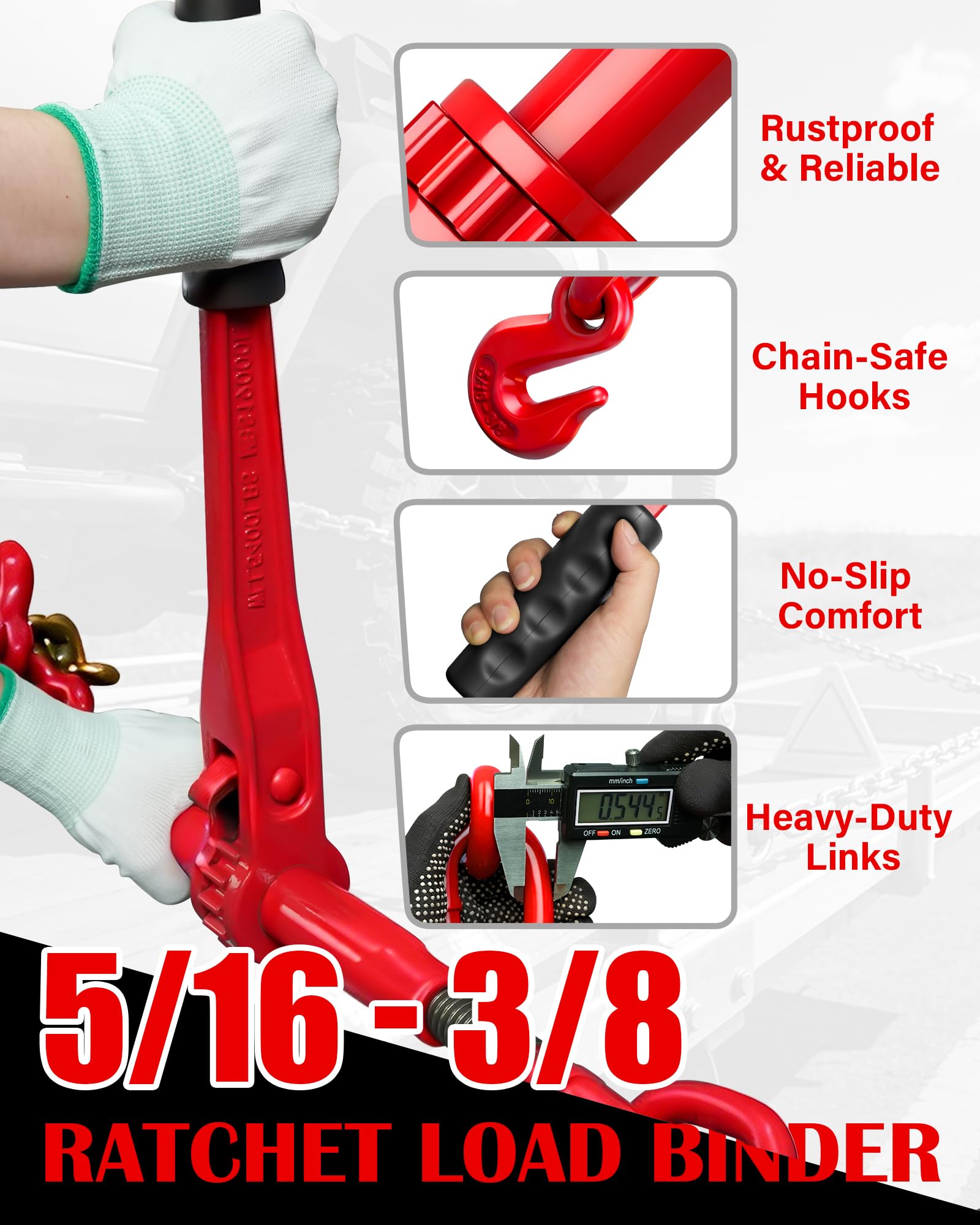 Heavy-Duty Ratchet Chain Binder - 5400 lb WLL -4