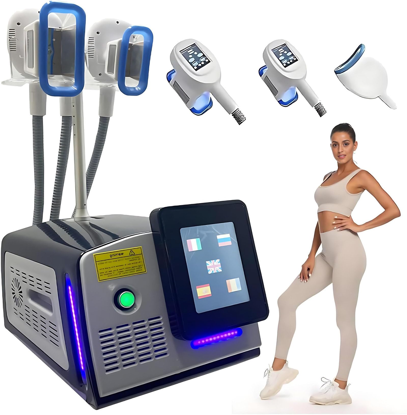 Máquina De Criolipólisis Y Lipoescultura Para Eliminación Grasa Por Congelación,Equipo De Criolipólisis Con Lipoescultura,Máquina Moldeadora Corporal,Masajeador Para Eliminar Celulitis Con 3 Mangos