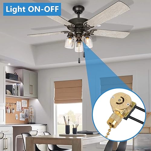 Miniatura 2 de Interruptor de ventilador de techo Zing Ear ZE-109M Interruptor de cadena de encendidoapagado Interruptor de luz compatible con Hunter Ventilador de