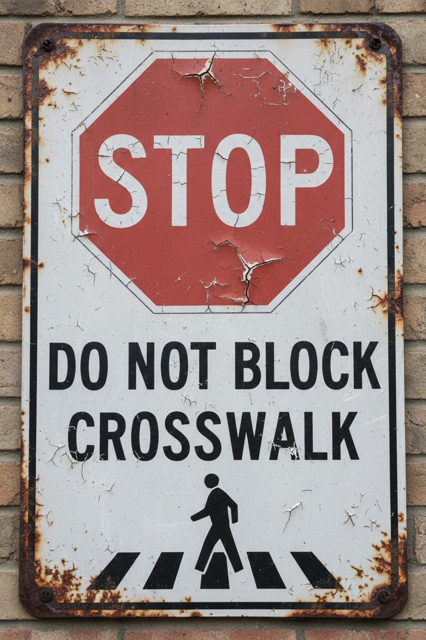 Wall Decor Stop Do Not Block Crosswalk Sign. 8x12Inch Metal Vintage Signs Aluminum Plates Printed