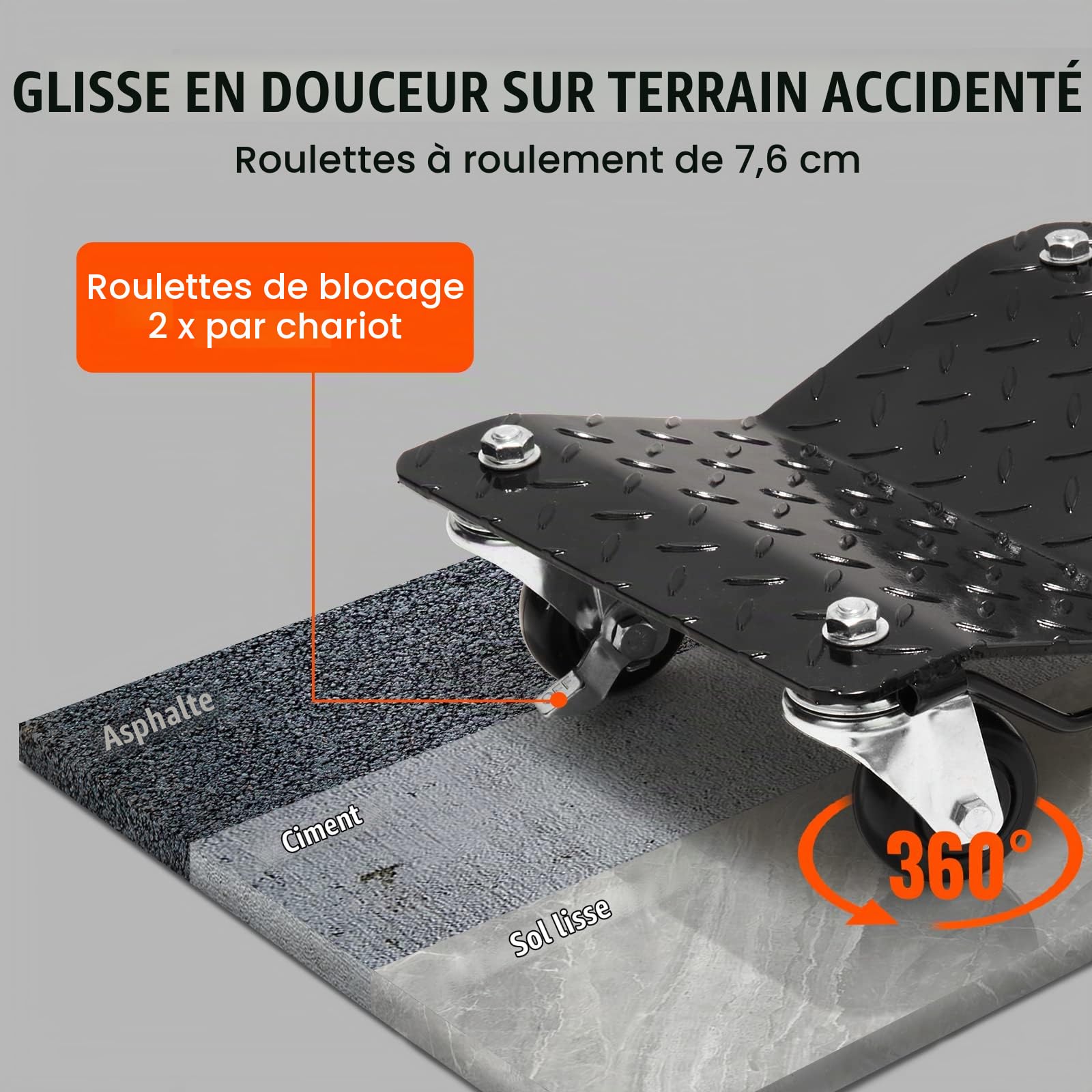 VEVOR Chariot de Manutention de Voiture 2PCs Charge 1,4 T au Total Chariot Déplace Voiture Plate-Forme 38,5x30 cm Roue Verrouillable Aide à la Manœuvre Positionnement pour Véhicule Meuble Équipement