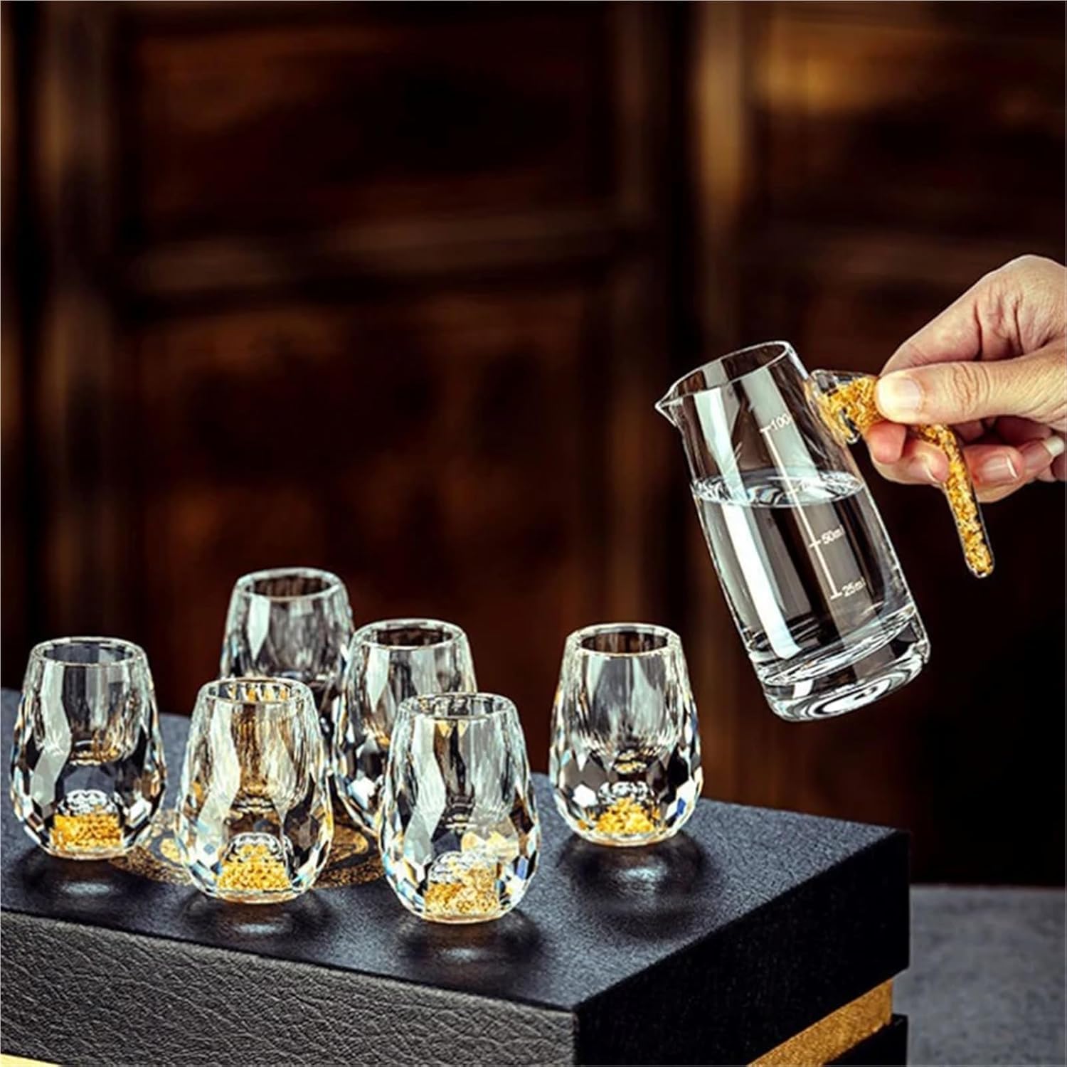 Bicchieri Acqua Vetro Tazza Da Tè In Vetro Con Lamina D'oro A Doppio Fondo In Cristallo 10 Ml