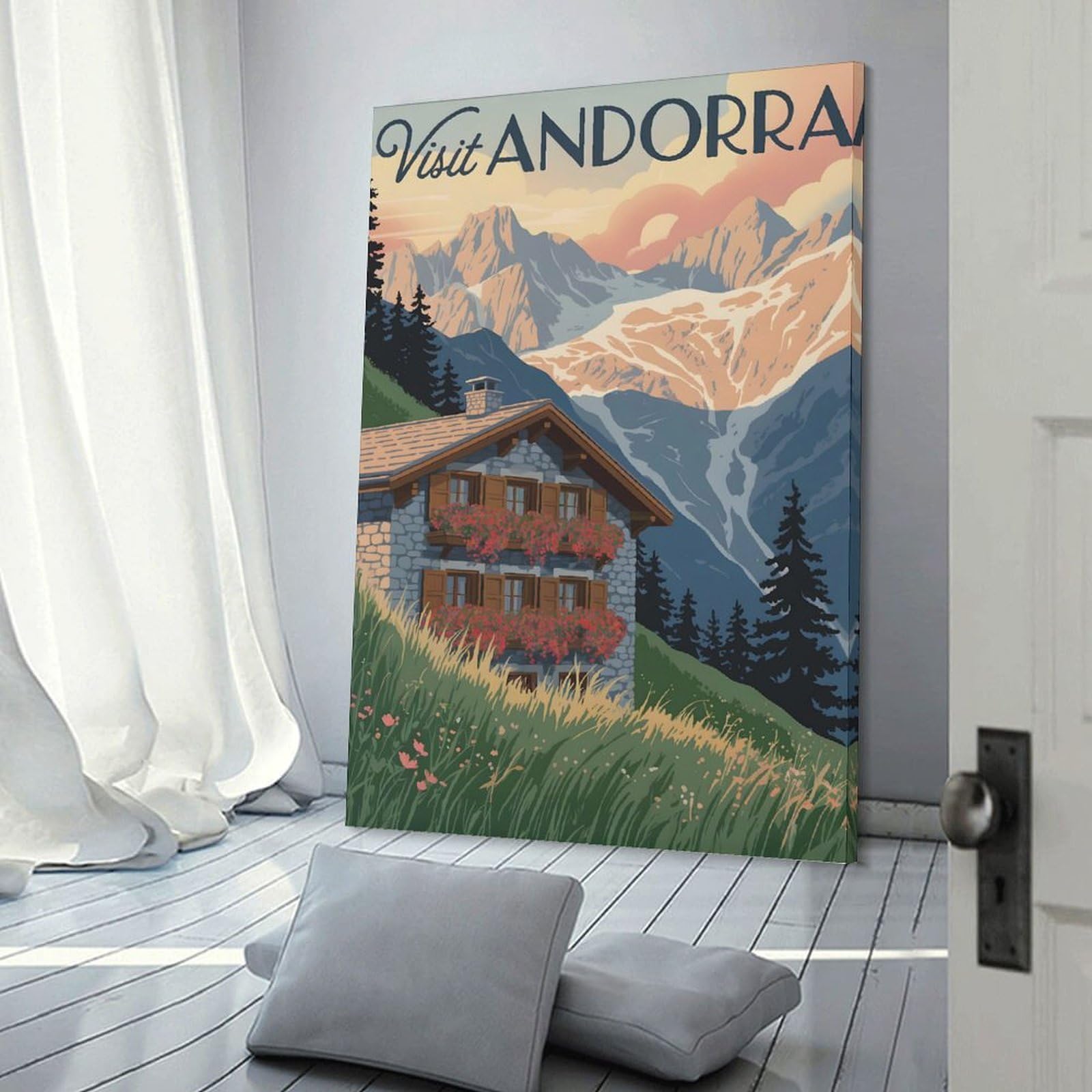Junmoney Visit Andorra Travel (4) Canvas Wall Picture, 20x30inch(50x75cm), for Flats, Guest Rooms Or Compact Rooms, An Easy Choice for New Home Styling