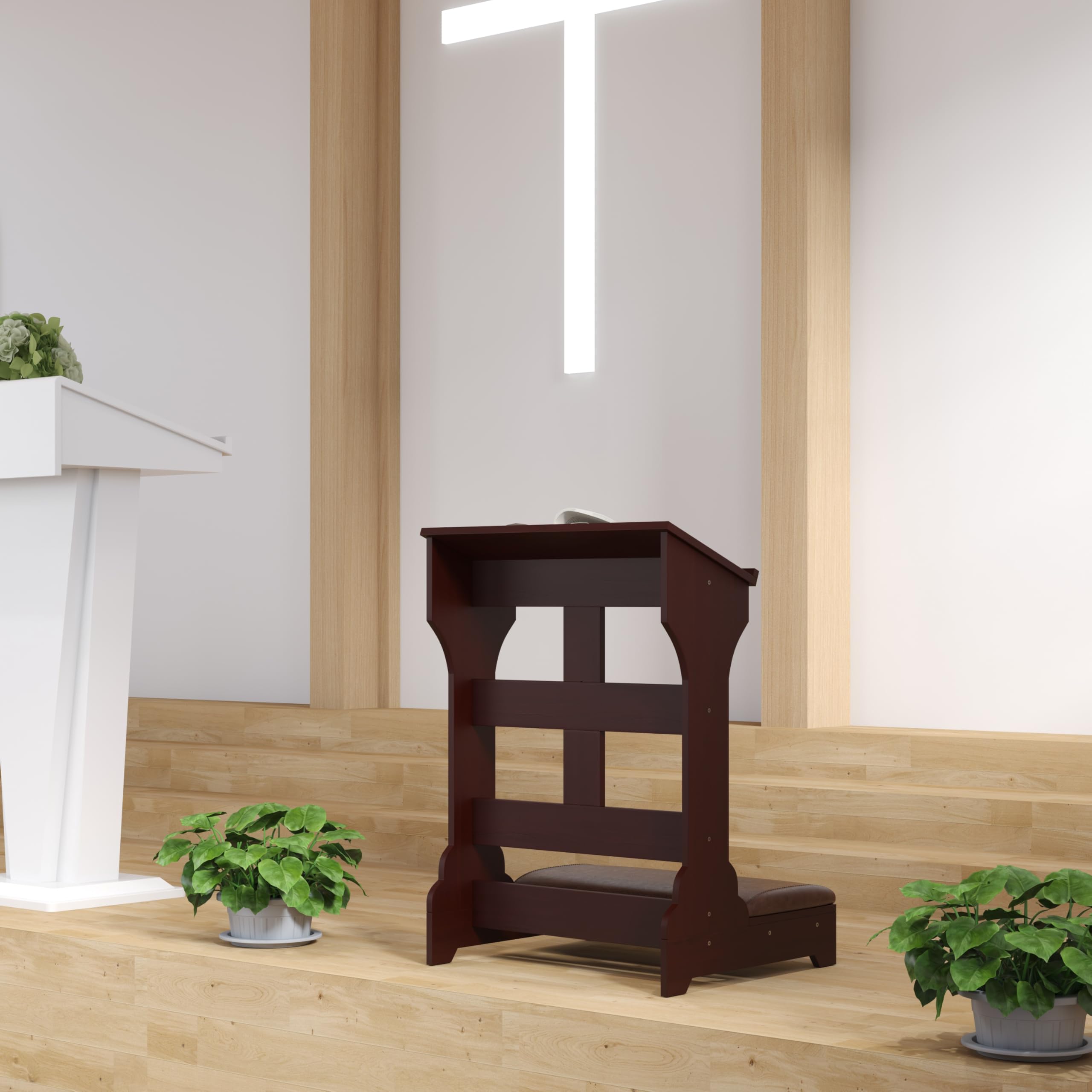 Panca da preghiera Inginocchiatoio, Sedia da Meditazione Chiesa, Sgabello, Regalo Religioso, Con Tavolo Pieghevole