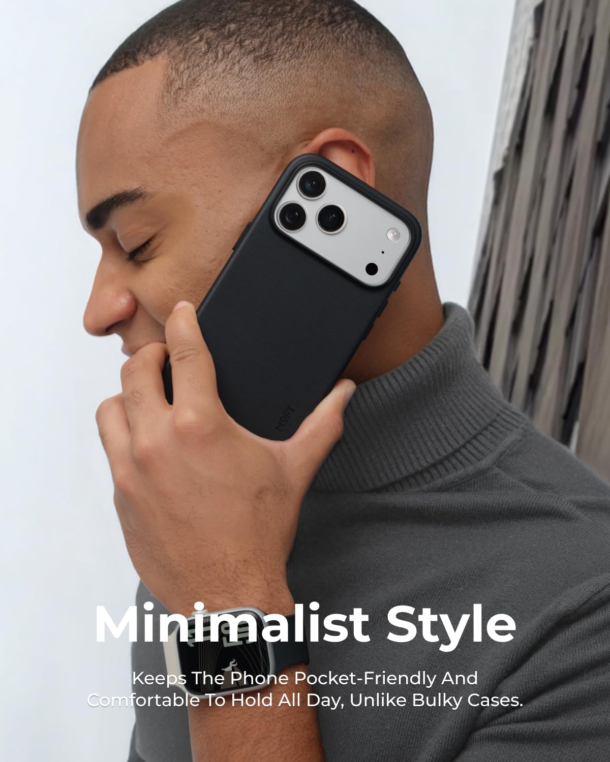 MOFT MOVAS wegańskie etui na telefon iPhone 17 Pro, etui skórzane, magnetyczne etui, miękkie uderzenia, zachowanie koloru, odporne na plamy, łatwe do czyszczenia, granatowe
