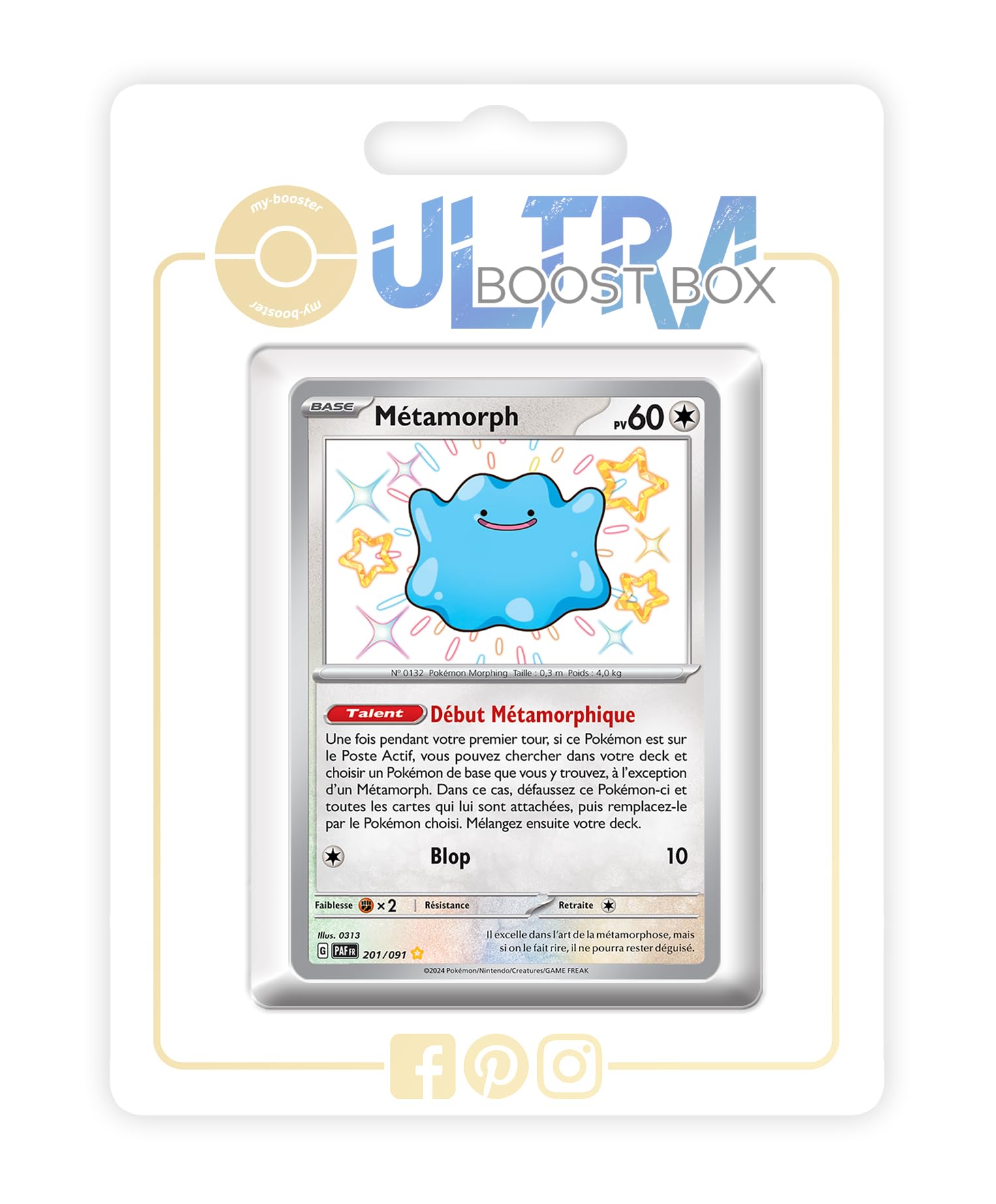 Métamorph (Ditto) 201/091 Variocolor Secreta - Ultraboost X Écarlate et Violet 4.5 - Destinées de Paldea Box de 10 Cartas Pokémon Francés