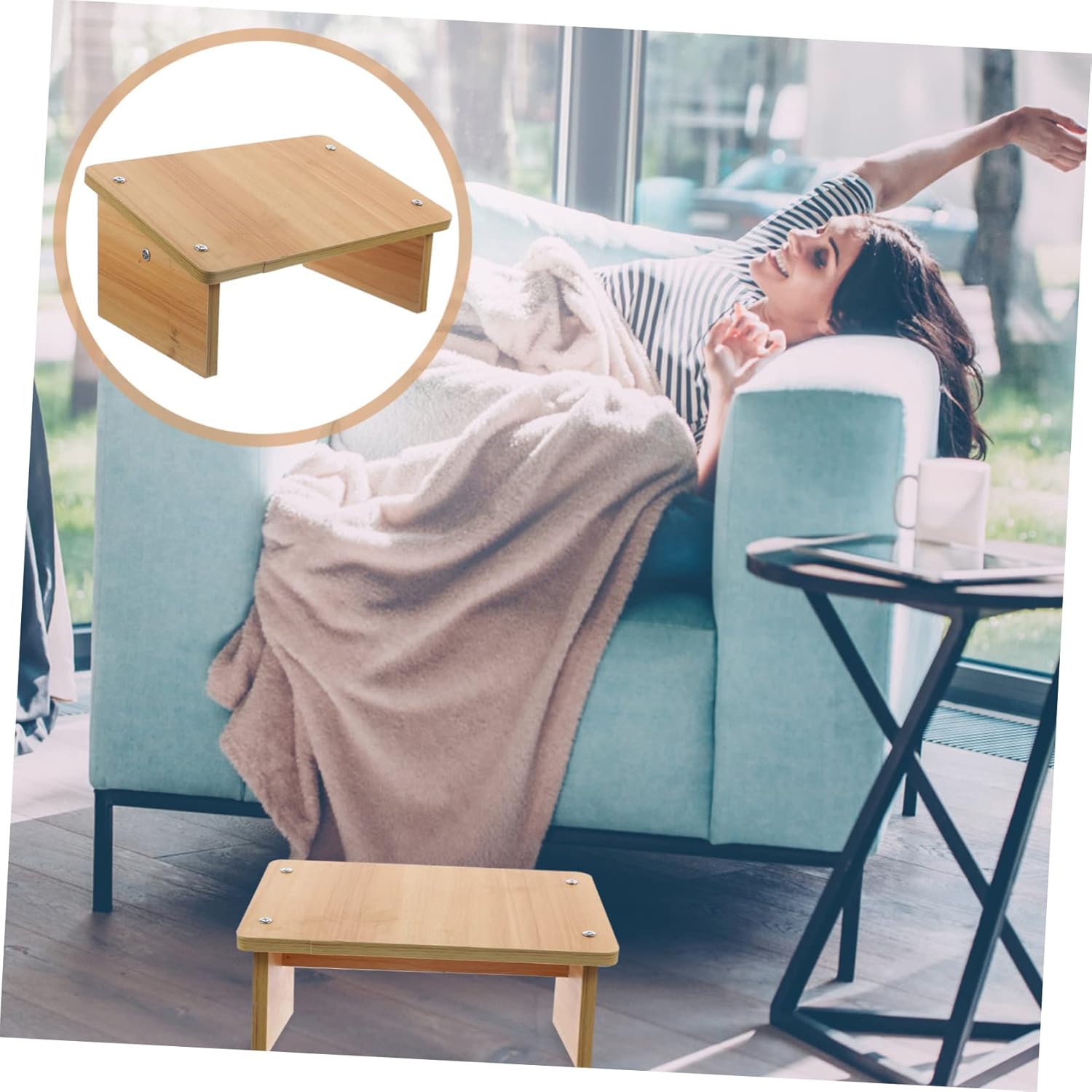 BESTOYARD Step Stools for Adults Desk Foot Stool Heighten Squatting Foot Hammock Under Desk Stepping Stool Bathroom Stools for Adults Foot Resting Seat Wooden Child Footstool Breast-Feeding, Khaki