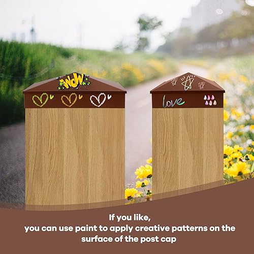 Miniatura 53 de Azdele True - Tapa de poste piramidal de aluminio resistente de 6 x 6 pulgadas, recubrimiento en polvo negro mate solo para postes de madera de 6 x