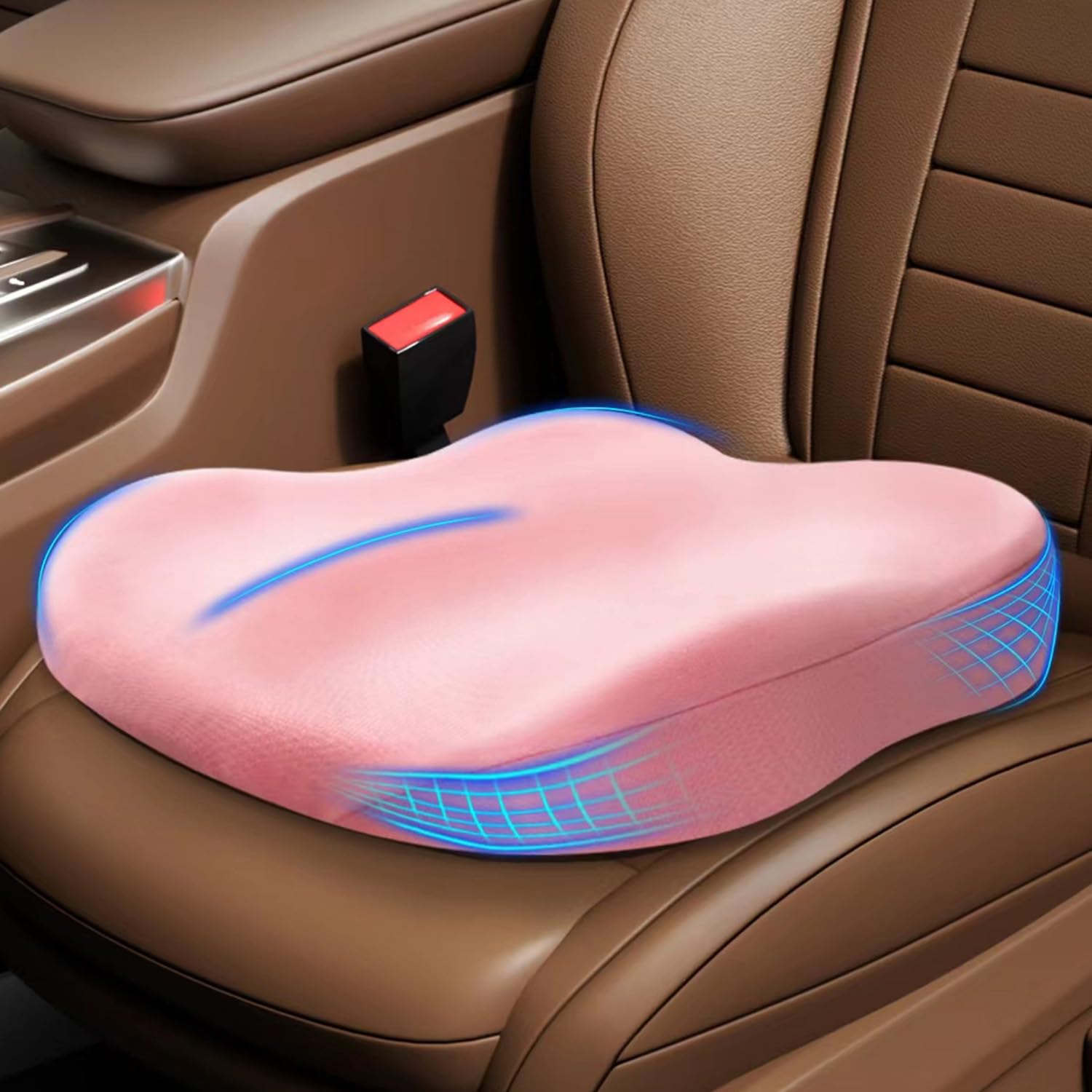 QYILAY Coussin Voiture En Mousse à Mémoire - Rehausseur De Siège Pour Conduite Confortable - Soulagement Des Douleurs Coccygiennes Et Sciatiques