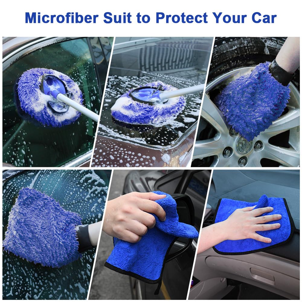 Set 4 Guanti Lavaggio Auto Yuiturt - Microfibra Super Assorbente Per Pulizia E Asciugatura
