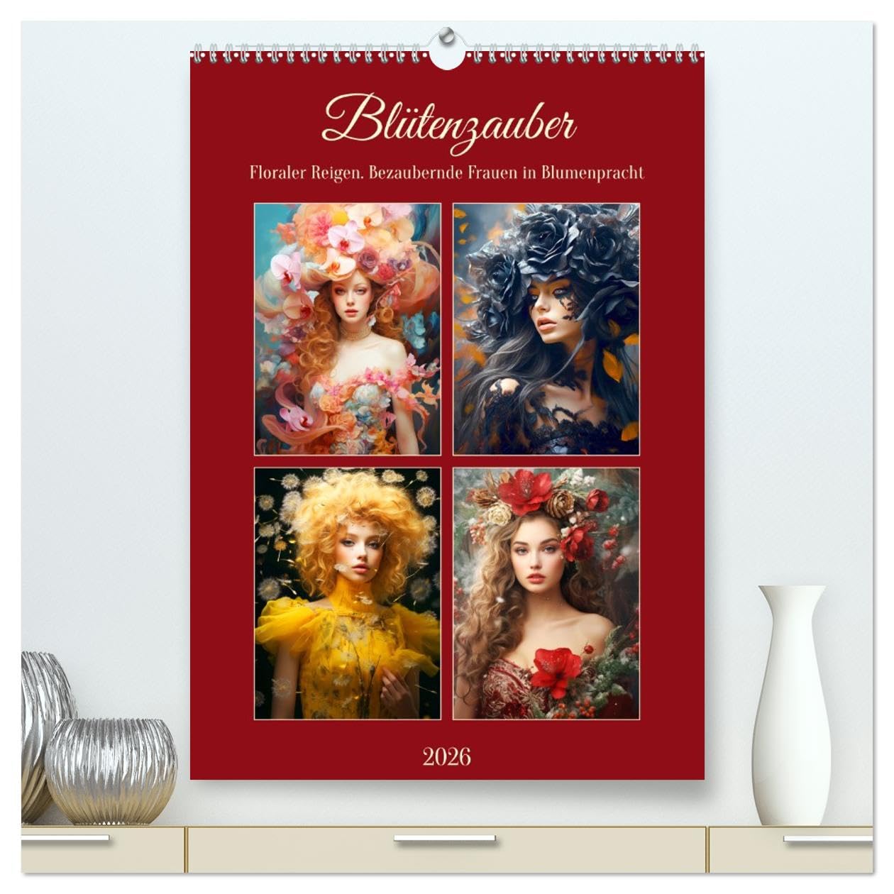 Blütenzauber. Floraler Reigen. Bezaubernde Frauen in Blumenpracht (hochwertiger Premium Wandkalender 2026 DIN A2 hoch), Kunstdruck in Hochglanz: ... Ode an die Naturschönheit (CALVENDO Menschen)