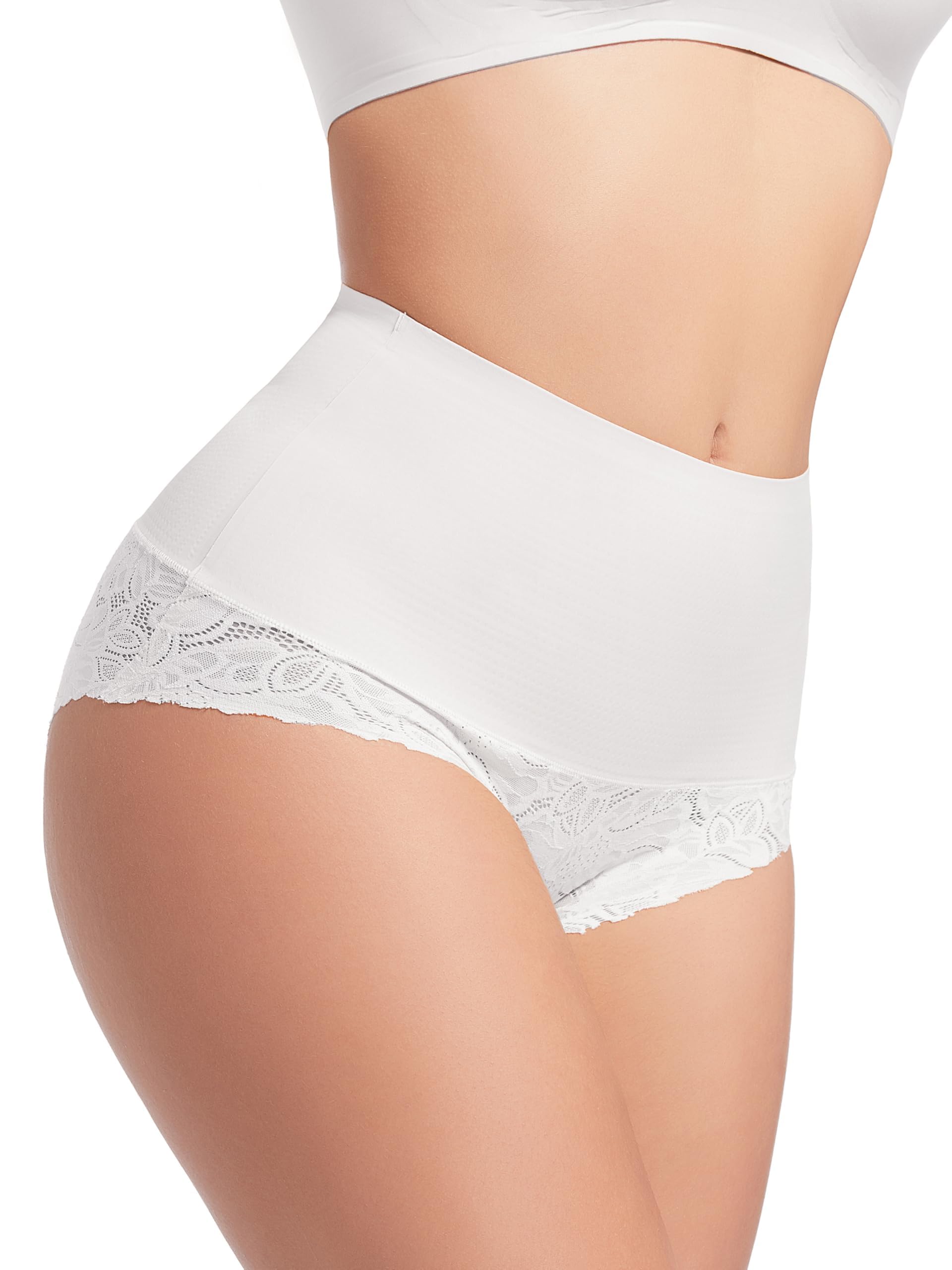 HBselect Shapewear Damen Bauchweg Unterhose, Spitze Miederhose Tanga Unterwäsche String Miederslip Figurformende Hoher Taille Miederpants Unterbauch Kontrolle Body Shaper