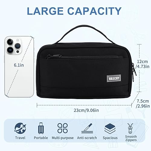 Miniatura 2 de VASCHY Estuche para lápices, organizador grande con cremalleras y asa superior, suministros escolares para niños, adolescentes, estudiantes,