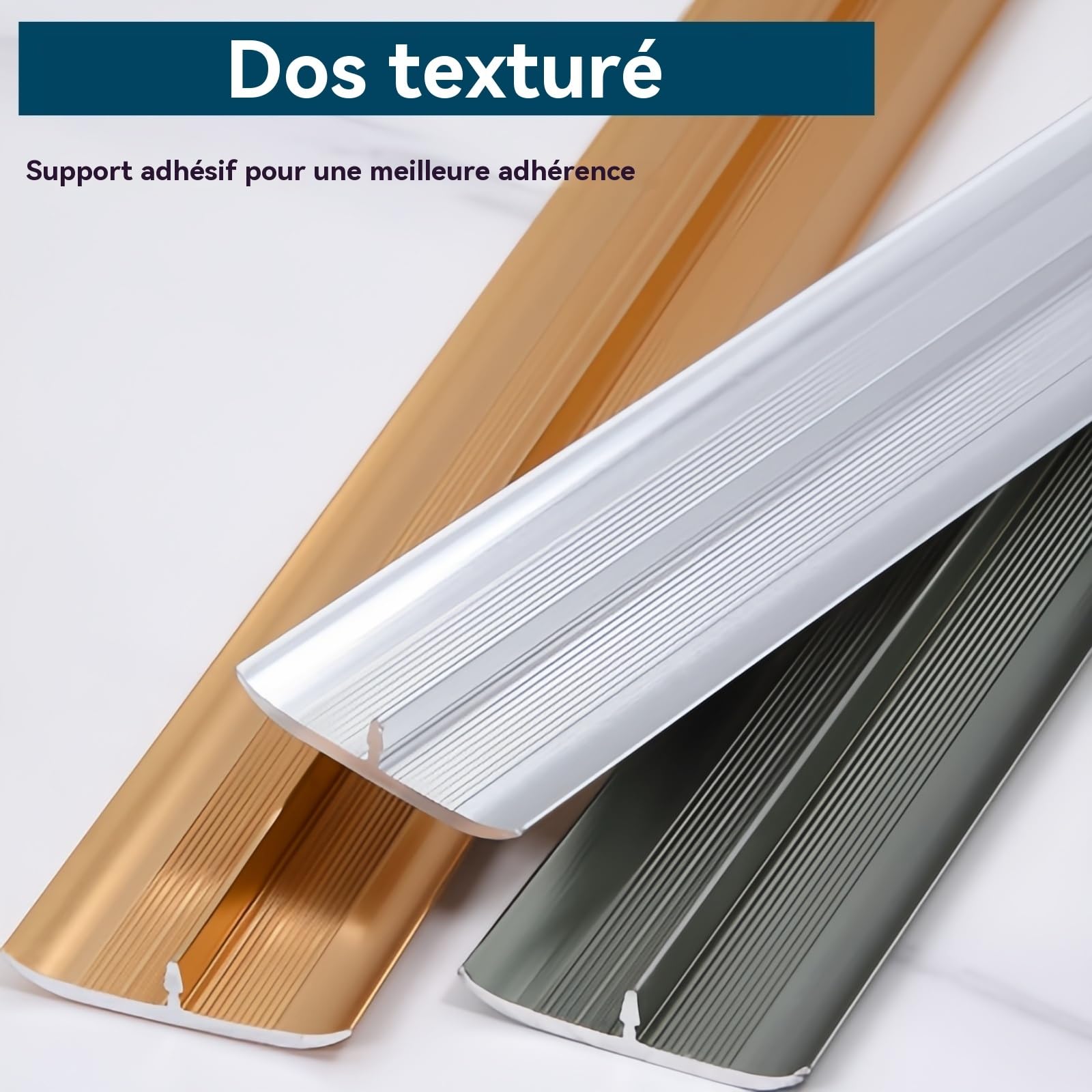 Jonction Carrelage Parquet Profil en T Seuil De Porte Aluminium 90cm* 3 Pièces Barre De Seuil Plate Parfait pour Les Bords De Carrelage, Sol en Bois Ou Moquette(Style 7)