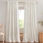 NICETOWN Linen Sheer Curtains 84 inches Long Light Filtering for Living Room, Flax Linen Semi Sheers Privacy Protect Rod Pocket & Back Tab Window Treatment for Bedroom, 52 Wide, Natural, 2 Panels