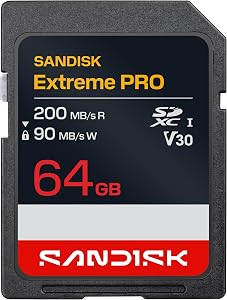 SANDISK 64GB Extreme PRO SD UHS-I Card - Up to 200MB/s Read Speed and 90MB/s Write Speed - SDSDXXU-064G-GSCIN