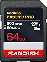 SANDISK 64GB Extreme PRO SD UHS-I Card - Up to 200MB/s Read Speed and 90MB/s Write Speed, 4K UHD, Full HD, U3, and V30 - SDSDXXU-064G-GSCIN