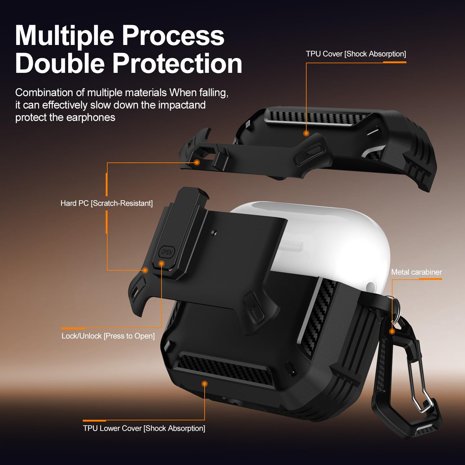 TINGYR AirPods Pro 3 Hülle - Militärschutz Mit Schloss Und Schlüsselanhänger