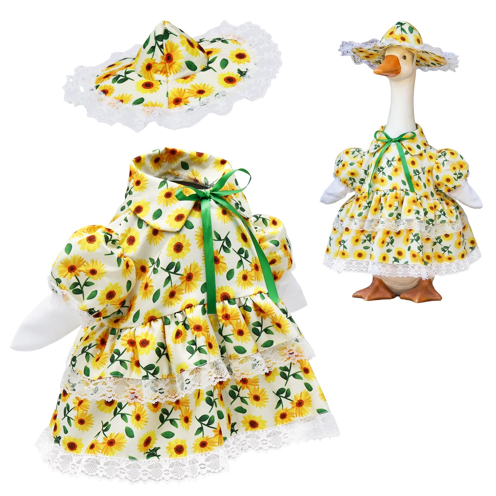 Ghshanog Style 1 2Pcs Porch Goose Outfit, Funny Cement Goose Costume, Yard Gooses Costume Accessories For 23" Concrete Lawn Statue, Summer Outdoor Garden Yard Patio Decor Accessories(Style 1)