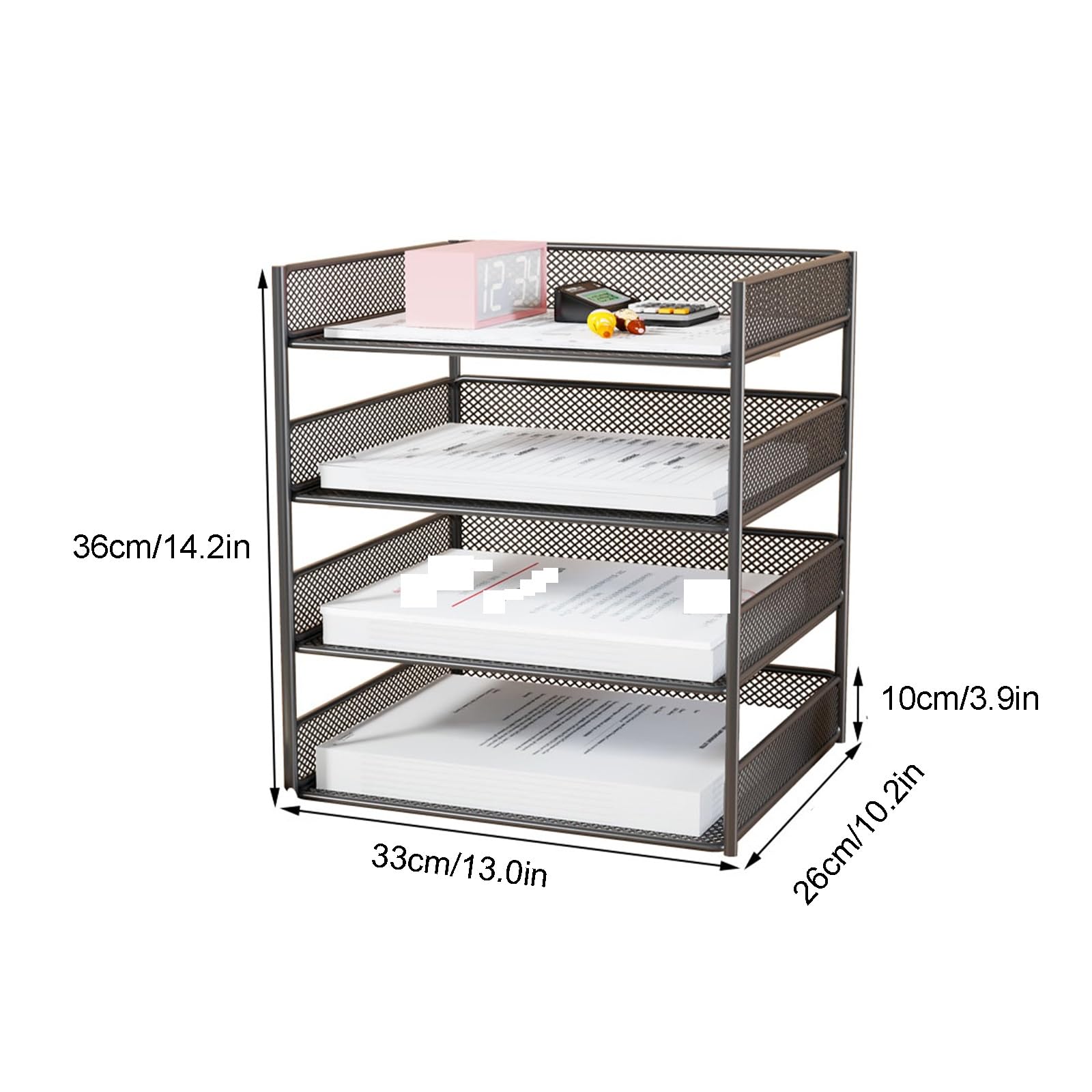 Organizador de Escritorio, Malla Organizador Estacionario, Organizador Versátil, Opciones de Almacenamiento, Almacenamiento de Escritorio Simple(Black,26x46cm/10.2x18.1in)