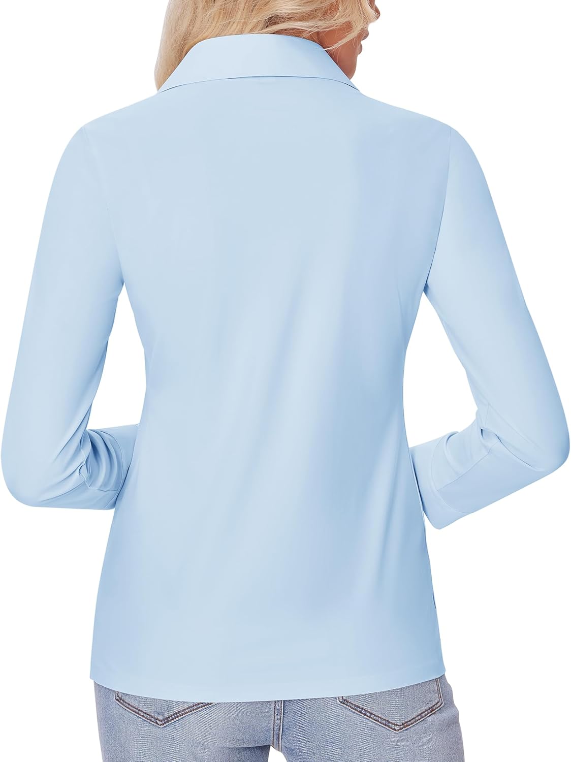 siliteelon Button Down Shirts for Women Slim fit Long Sleeve Stretch Dress Shirts Work Shirt Wrinkle Free Office Blouses - Image 2