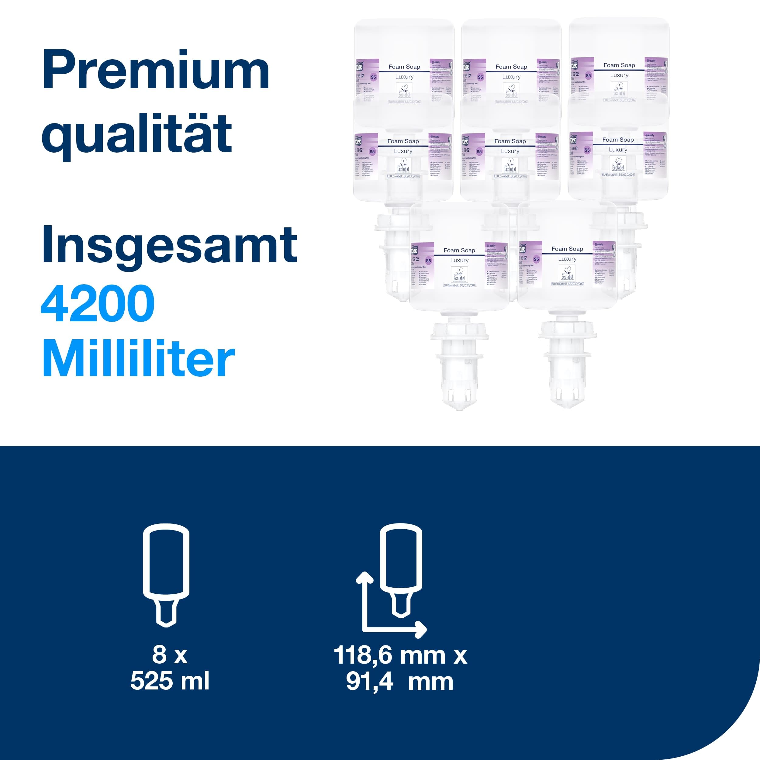 Tork Luxuriöse Hand Mini Schaumseife S5, werkseitig versiegelter Flakon, 8 נ525 ml, 525902