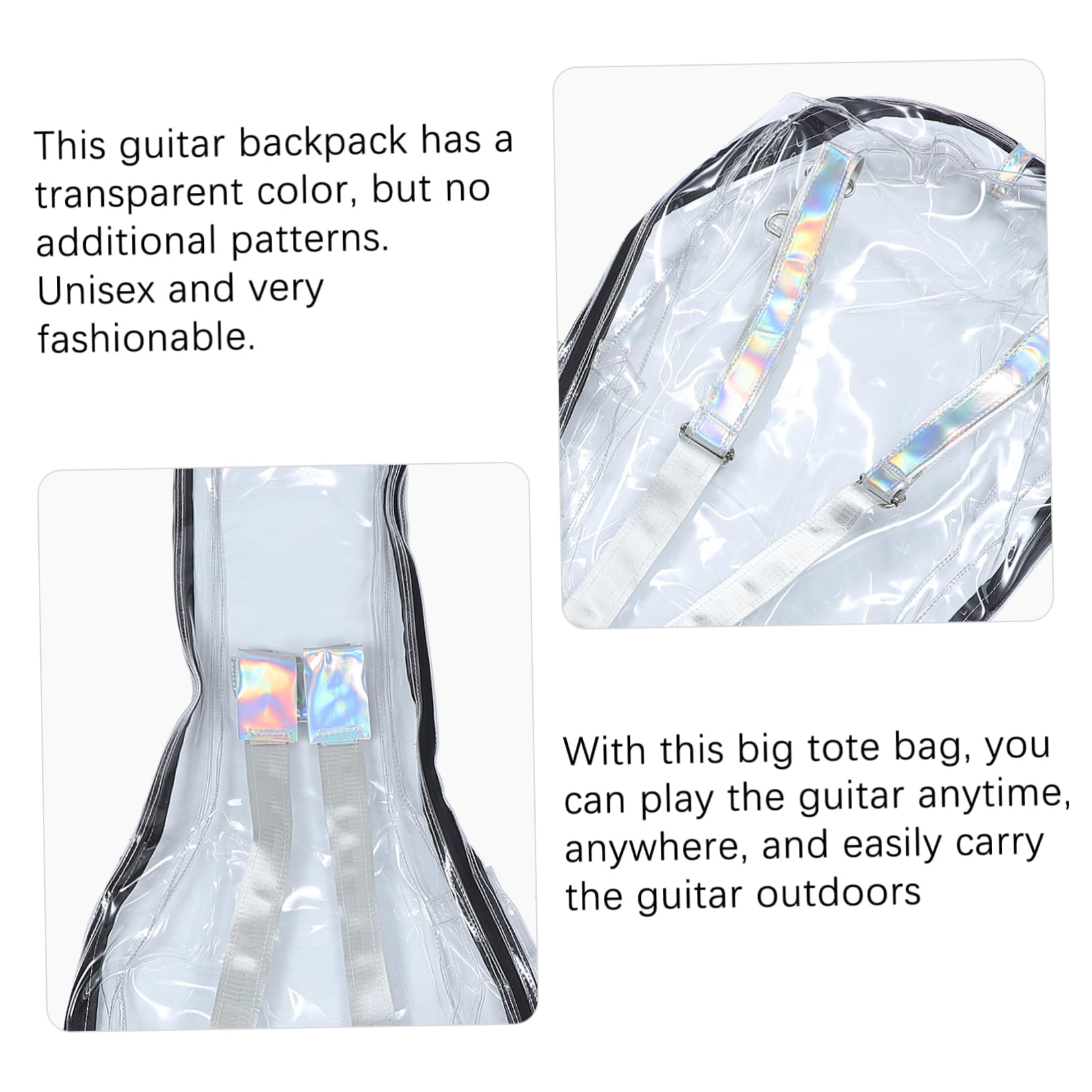 Sosoport Mochila para Guitarra Transparente PC 39 40 41 Pulgadas Blanco