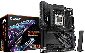GIGABYTE Placa-mãe X870E AORUS Elite X3D AMD AM5 LGA 1718 ATX, suporta processadores AMD Ryzen 9000/8000/7000, DDR5, fase de alimentação 16+2+2, 4X M.2, PCIe 5.0, WiFi 7, 5 GbE, garantia de 5 anos