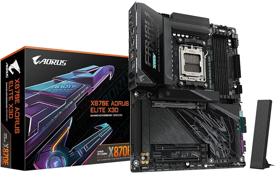 GIGABYTE Placa-mãe X870E AORUS Elite X3D AMD AM5 LGA 1718 ATX, suporta processadores AMD Ryzen 9000/8000/7000, DDR5, fase de alimentação 16+2+2, 4X M.2, PCIe 5.0, WiFi 7, 5 GbE, garantia de 5 anos