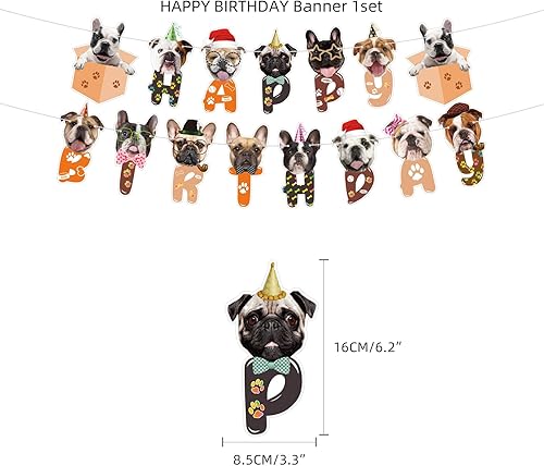 Miniatura 4 de ADIANZI Decoración de fiesta de bulldog francés inglés regalo de fiesta incluye 32 x 49 pies de tela de fondo para fotografía bonita pancarta