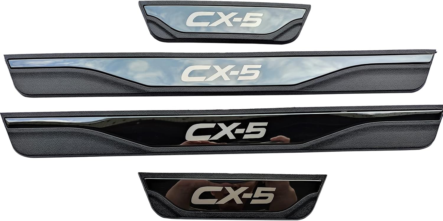 GZBFTDH Door Sill Trim Plates Compatible with Mazda cx-5 cx5 2013-2022 2023 2024, Accessories Parts Protector Door Entry Guard Plate Trim Cover Auto Interior Accessory Kick Panels Scuff
