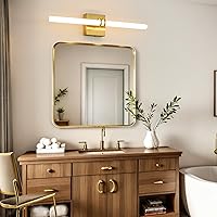 Vista 9 de Bathroom Light Fixtures,Gold 18W LED 360° Full Lighting Modern Wall Sconce Vanity Light with 5-Color Dimmable 3000K-6000K, 22.05inch Vanity Lighting