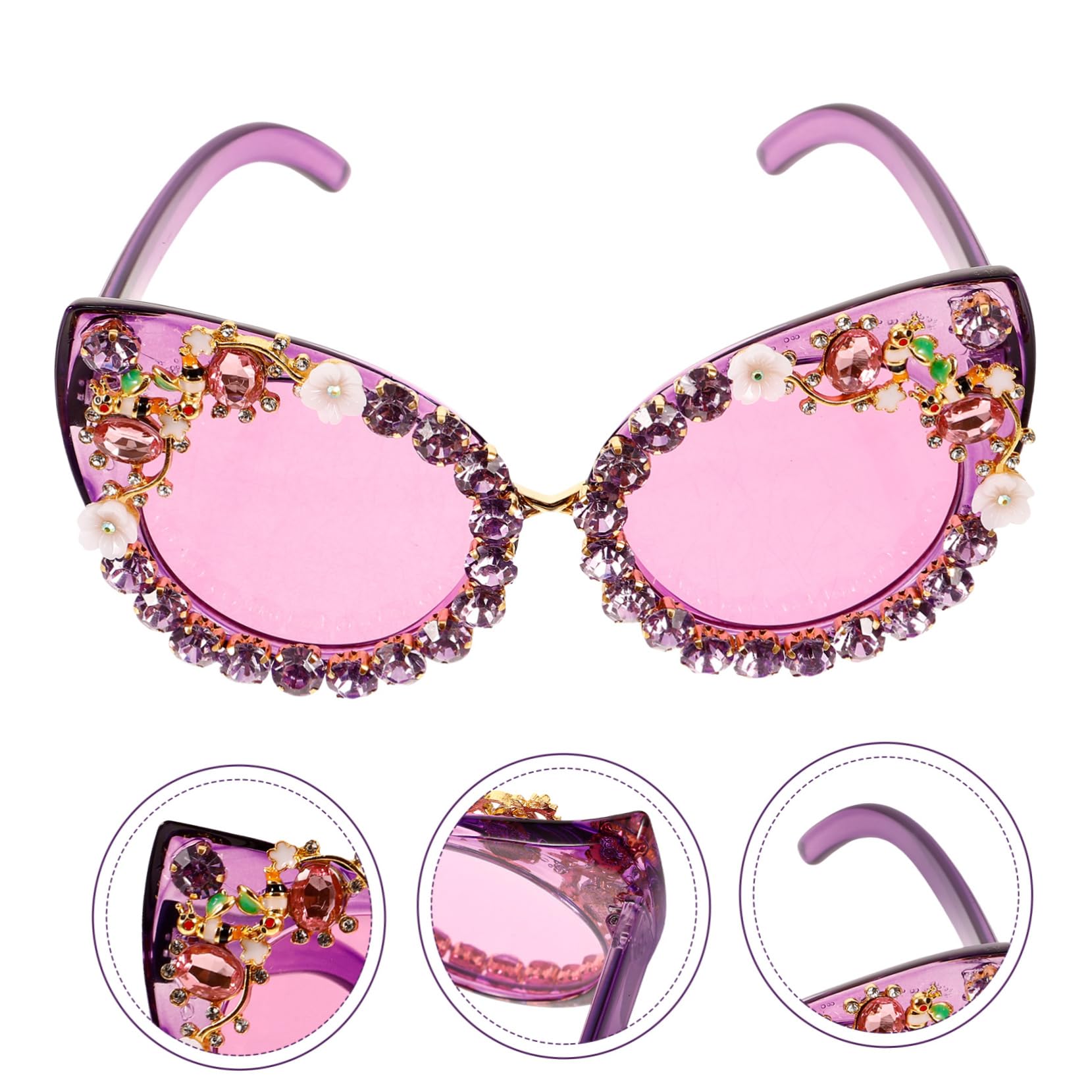 CALLARON 4pezzi Occhiali Da Sole Cat Eye Con Strass Per Donne Occhiali Con Montatura Gradiente Uv Per Attività All Aperto e Occasioni Speciali