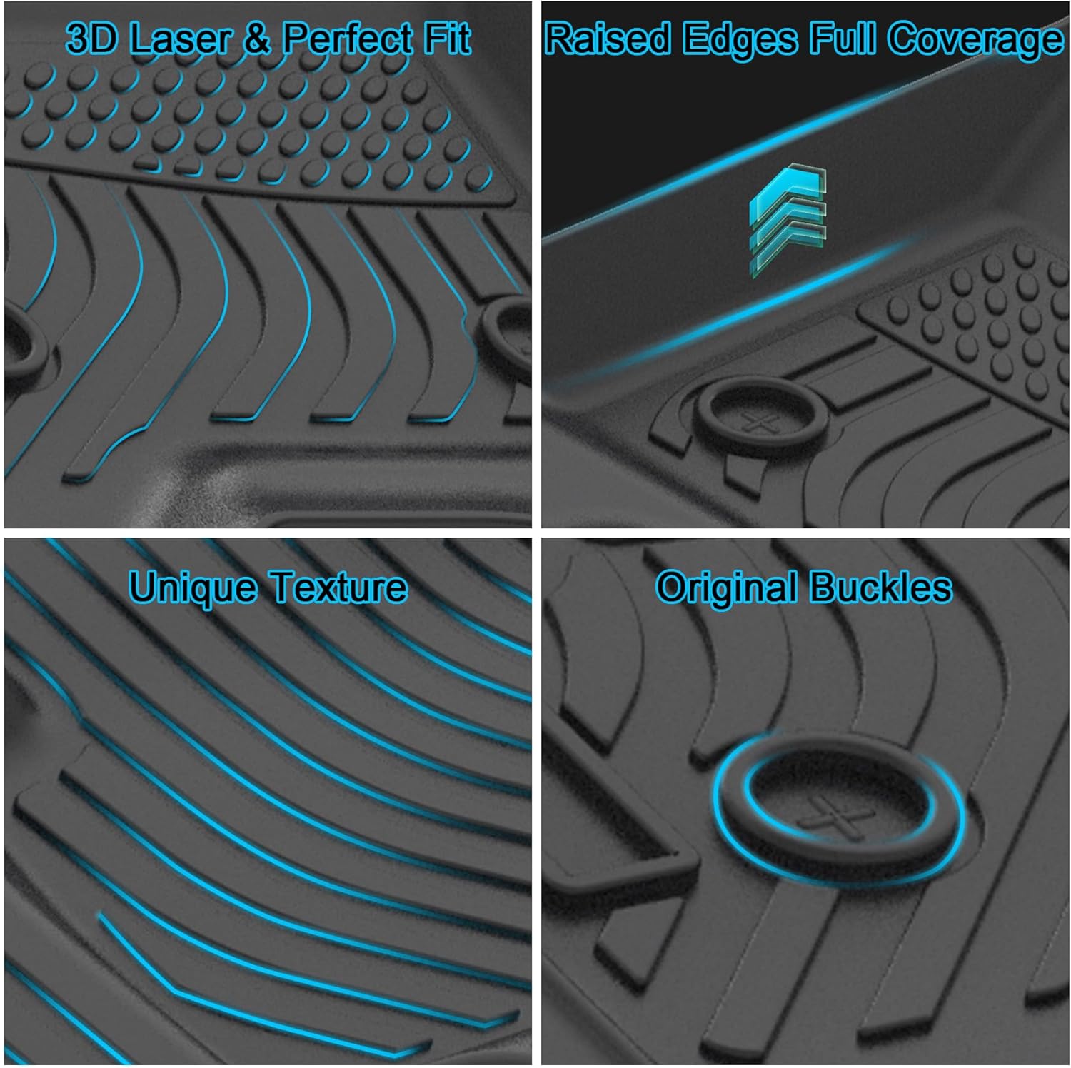 Floor Mats for Chevrolet Chevy Tahoe 2015-2020 and for GMC Yukon 2015-2020 (Bucket Seat), TPE Waterproof Non-Slip All Weather Protection Custom (Floor Mats & Cargo Liner & Seatback Cargo Mat)