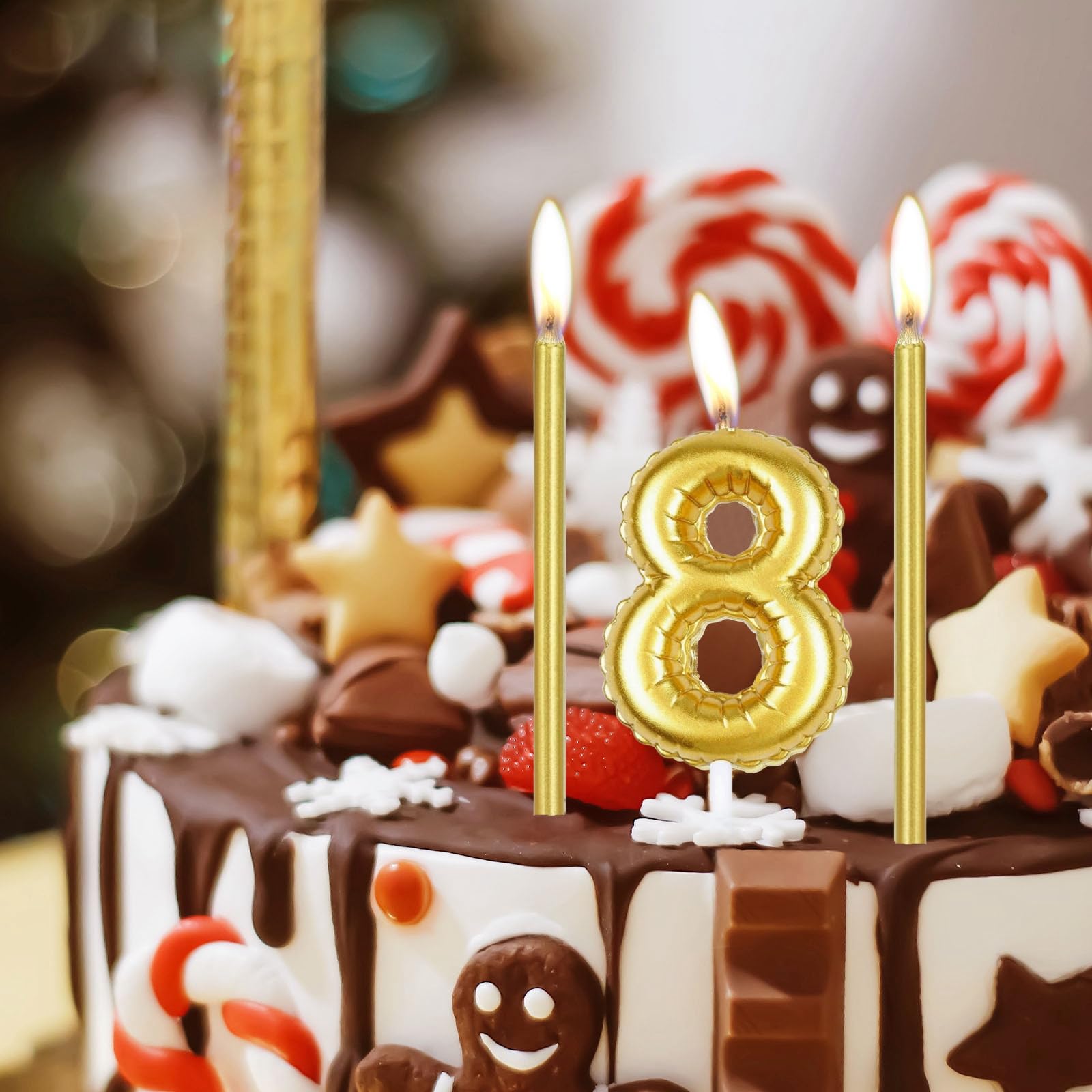 Candele Per Torta Numero 60 Dorato - Cera Paraffinica Di Qualità Per Compleanni E Anniversari