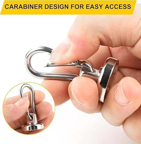 Vista 26 de DIYMAG Ganchos magnéticos, ganchos magnéticos de neodimio resistentes con mosquetón giratorio, ideales para tu refrigerador y otras superficies