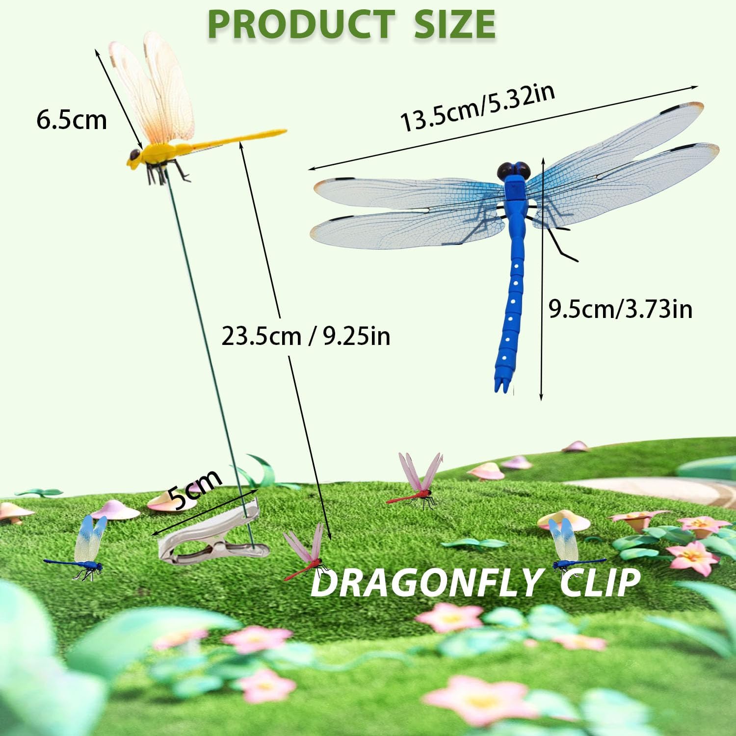 4Pack Fake Dragonfly Clips,Dragon Fly Hat Clip,Dragonfly Clips Outdoor Simulation,3D DragonflyClip for Garden Stakes Decor Yard Ornaments,Clip on Dragonfly for Hat,Pet & Horse,Multicolor Waterproof image 5