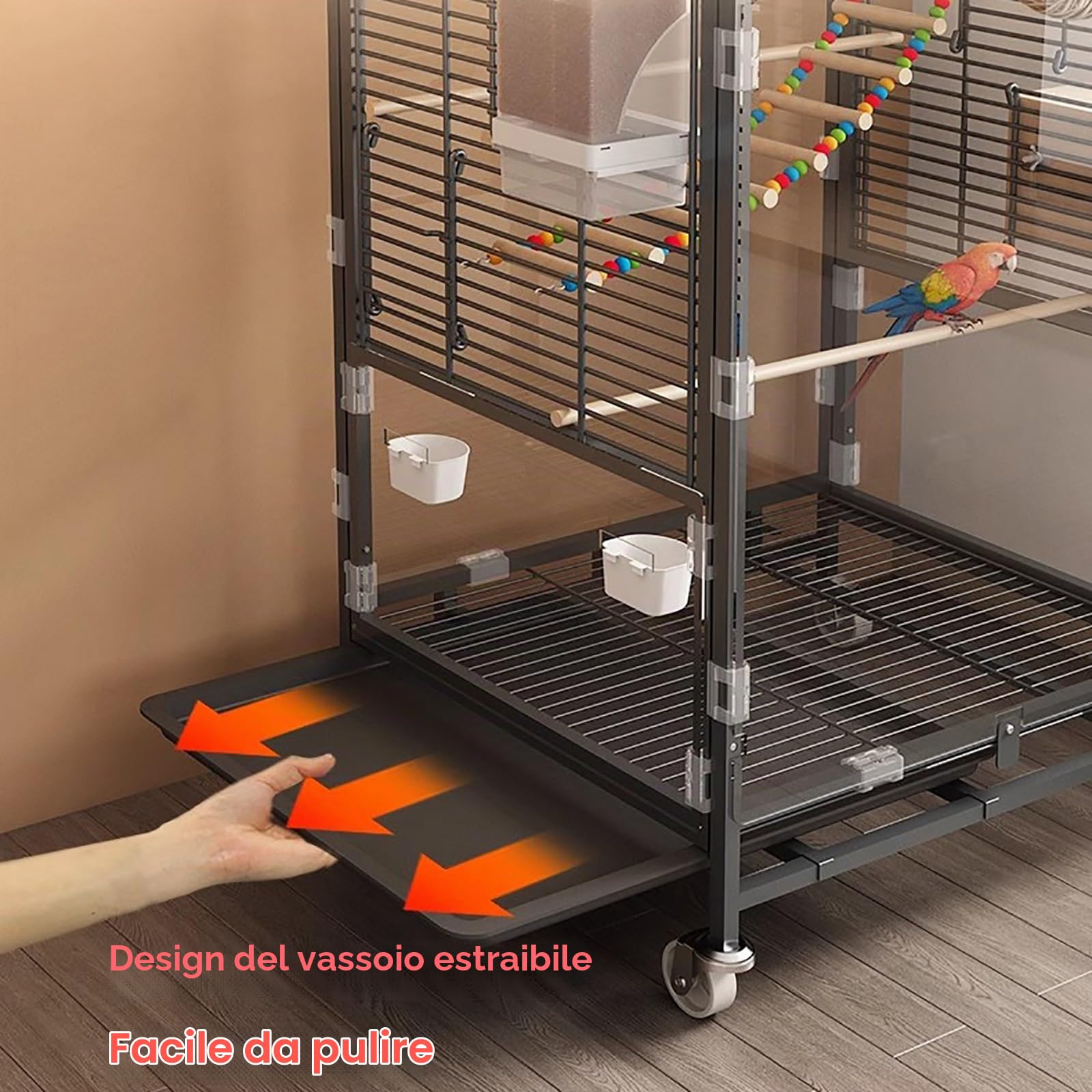 Voliera per Pappagalli, Gabbia per Uccelli Grande, Gabbia Pappagalli, Gabbia per Uccelli con Ruote, per Conuri Inseparabili Calopsitte Fringuelli