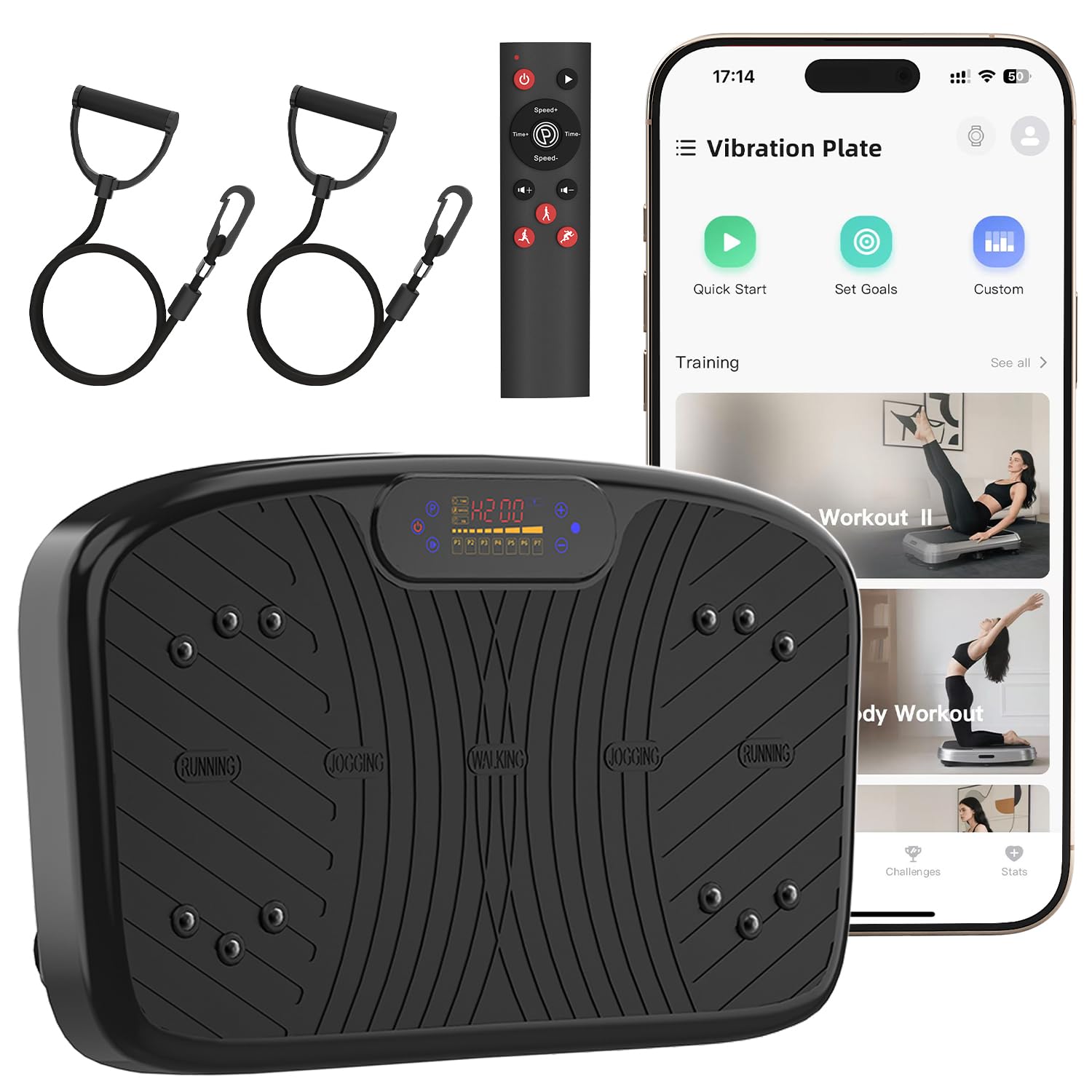 GDCOO Vibration Plate Exercise Machine, Vibrating Plate Platform for Lymphatic Drainage with 200 Adjustable Speeds, Power Vibration Plate for Weight Loss & Fitness, Supports Weight 450 Lbs