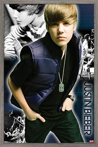 Trends International Justin Bieber - Póster de pared genial, 14.725 x 22.375 pulgadas, versión enmarcada de madera de granero
