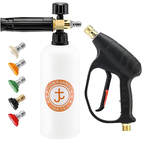 JOEJET Foam Pressure Washer Gun with 5 Nozzles and 1 Liter Bottle