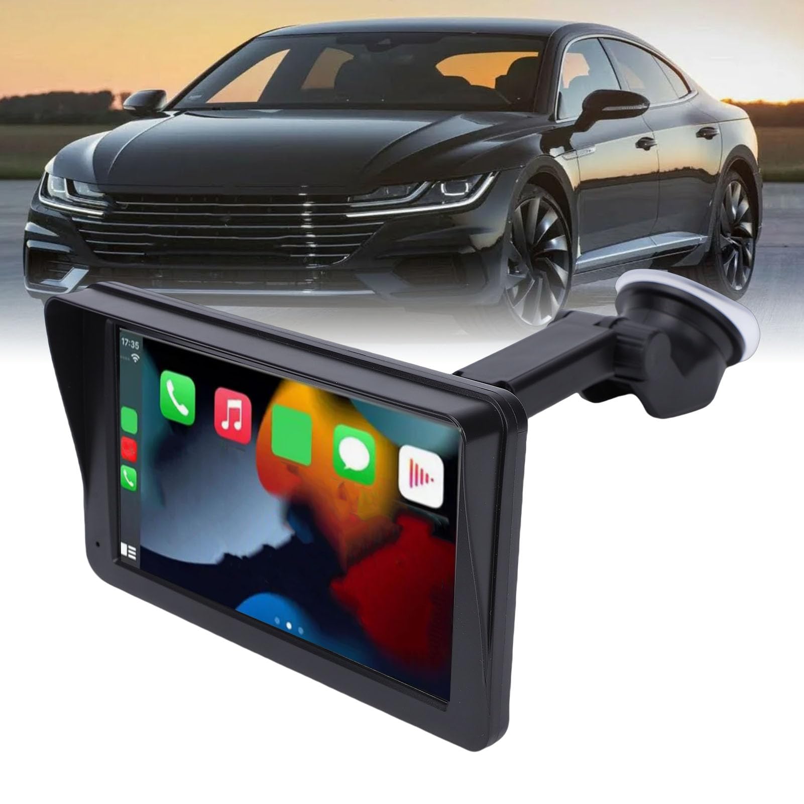 Bezprzewodowy Ekran Carplay do Samochodu, 7-calowy Ekran Dotykowy HD Przenośne Samochodowe Stereo Android Auto z łączem Lustrzanym Bluetooth AUX Radio FM Sterowanie Głosowe