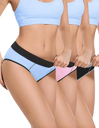 High Waisted Cotton Stretch Bikini Briefs – 3 Pack for Women