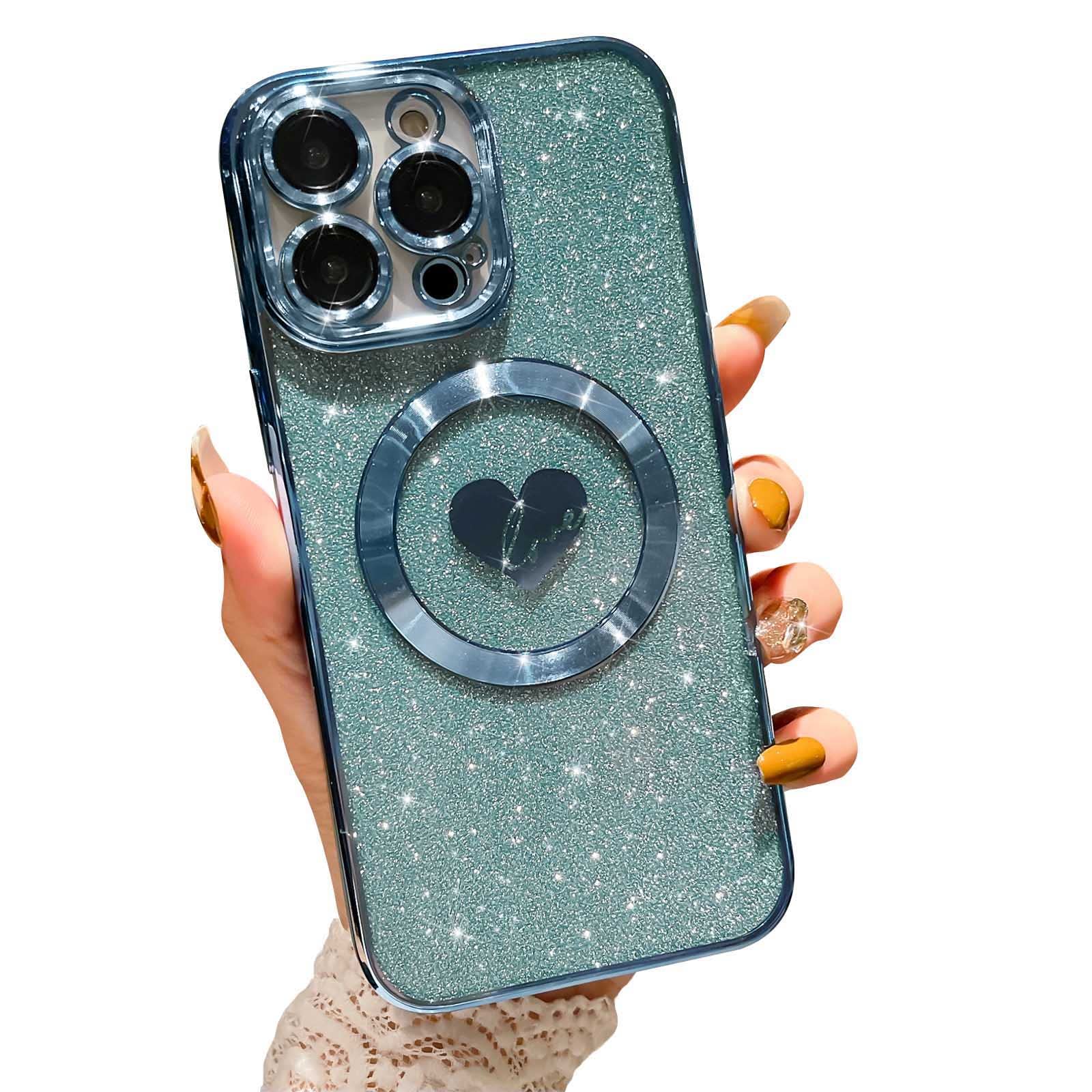 ❣️iPhone15マグネットケース 豪華メッキ ハート型ケース ブルー Amazon.co.jp: HYUEKOKO iPhone 15 Pro Max 6.7インチ対応