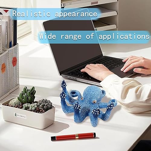 Miniatura 4 de Escultura decorativa del pulpo de la resina, azul, decoración del ornamento del acuario