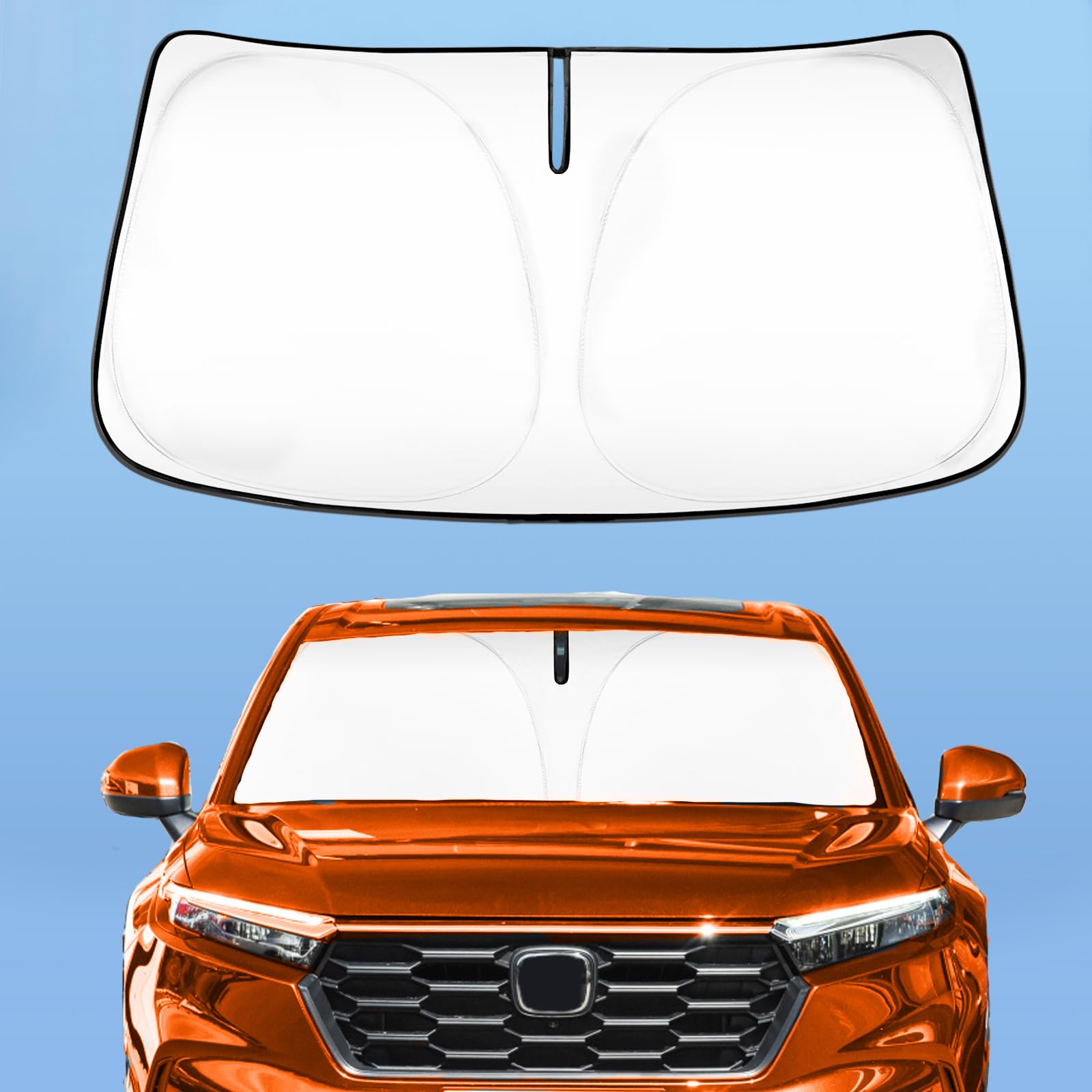 Car Windshield Sun Shade for Honda CRV 2023 2024 2025, 4-Layer Front Window Shade Cover Protector Custom Fit CR-V SUV Accessories Sun Visor Screen 240T Retractable Sunshade Blocks UV Rays