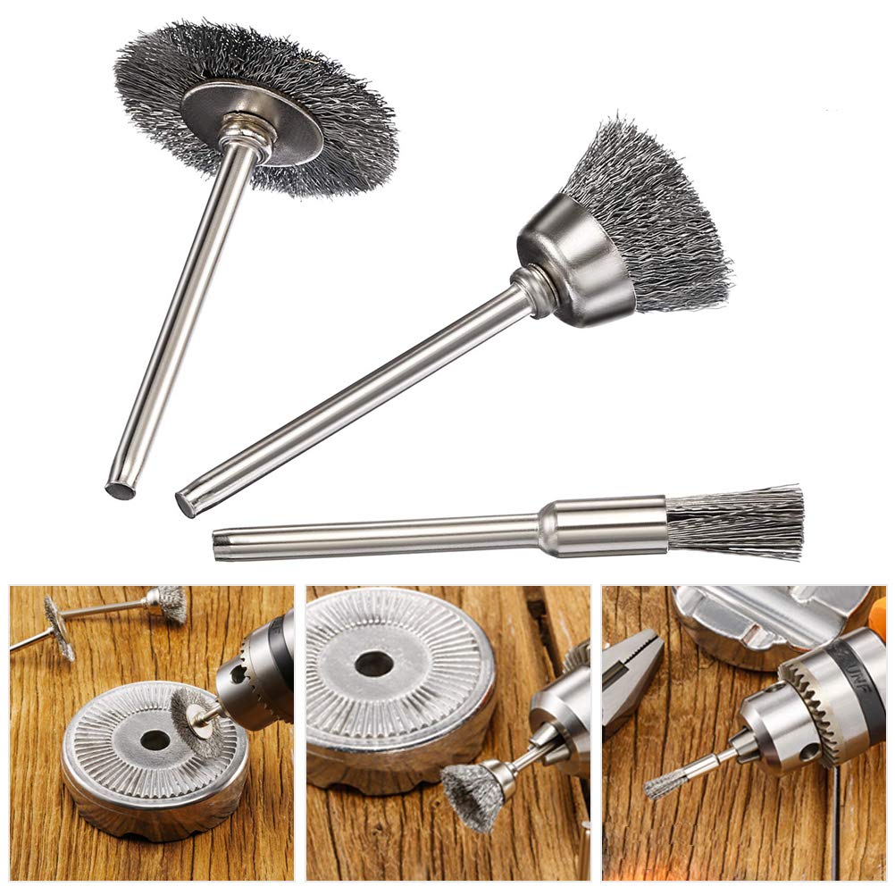 60 Pieces Wire Cup Brush Set,Vankcp Power Rotary Tool Buffing Wheels Small Wire Brushes Set for Drill Grinder Rotary Tools