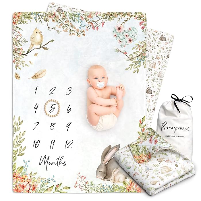 Buy Baby Monthly Milestone Blanket Boy, Girl, Double Sided Month Blanket, Gifts for Newborn