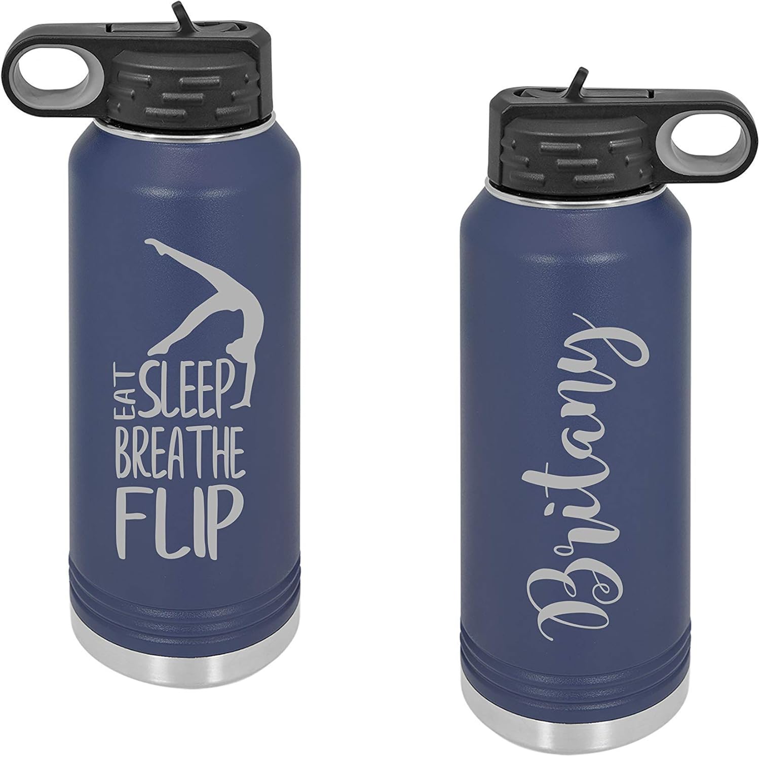 Madi Kay Designs Gymnastics Water Bottle, Back to School, Eat Sleep Breathe Flip Stainless Steel Travel Mug Anchor Water Bottle - 32oz