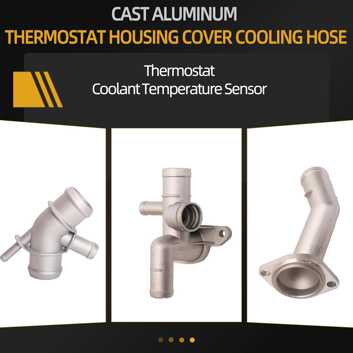 Cast Aluminum Thermostat Housing Cover Cooling Hose With Thermostat, Engine Coolant Temperature Sensor Fit for Audi TT 2000-2002, Fit for VW Golf for Jetta MK4 2000-2005, OE# 06A121121C